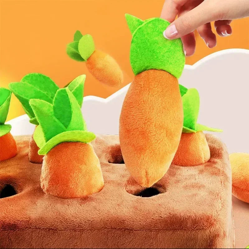 Carrot Patch Puzzle Toy – Plush Chew & Tug Game for Curious Pups