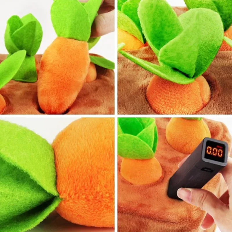 Carrot Patch Puzzle Toy – Plush Chew & Tug Game for Curious Pups