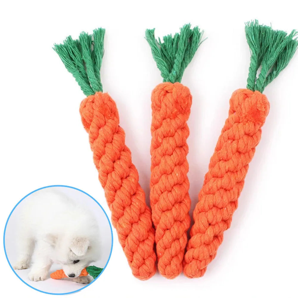 ChompCarrot™ Rope Chew Toy – Durable Molar Toy for Puppies & Small Dogs