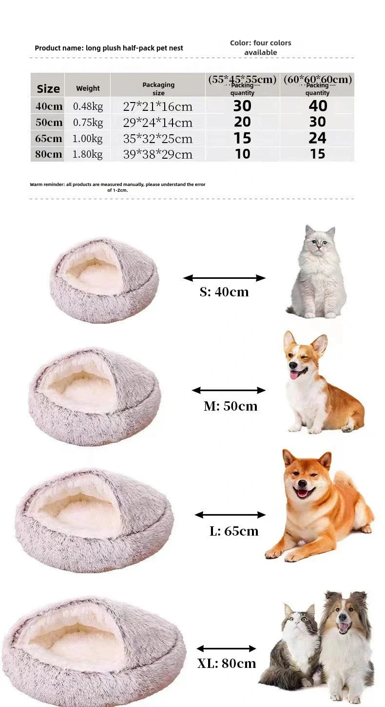 SnugShell™ Semi-Enclosed Cat Bed – Plush Winter Hideaway Nest