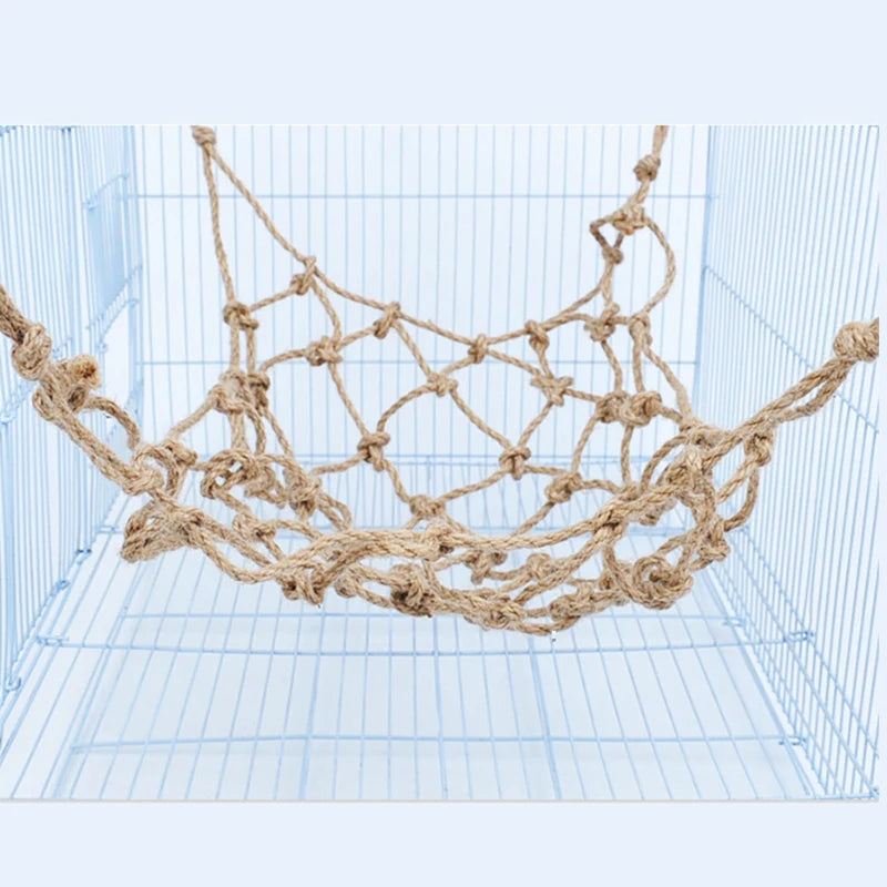 CloudClimb™ Rope Swing & Climbing Net – Hanging Play Gym for Birds & Small Pets