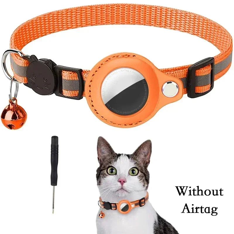 TrackMeow™ AirTag Cat Collar – Reflective, Anti-Lost with Bell & Secure GPS Holder