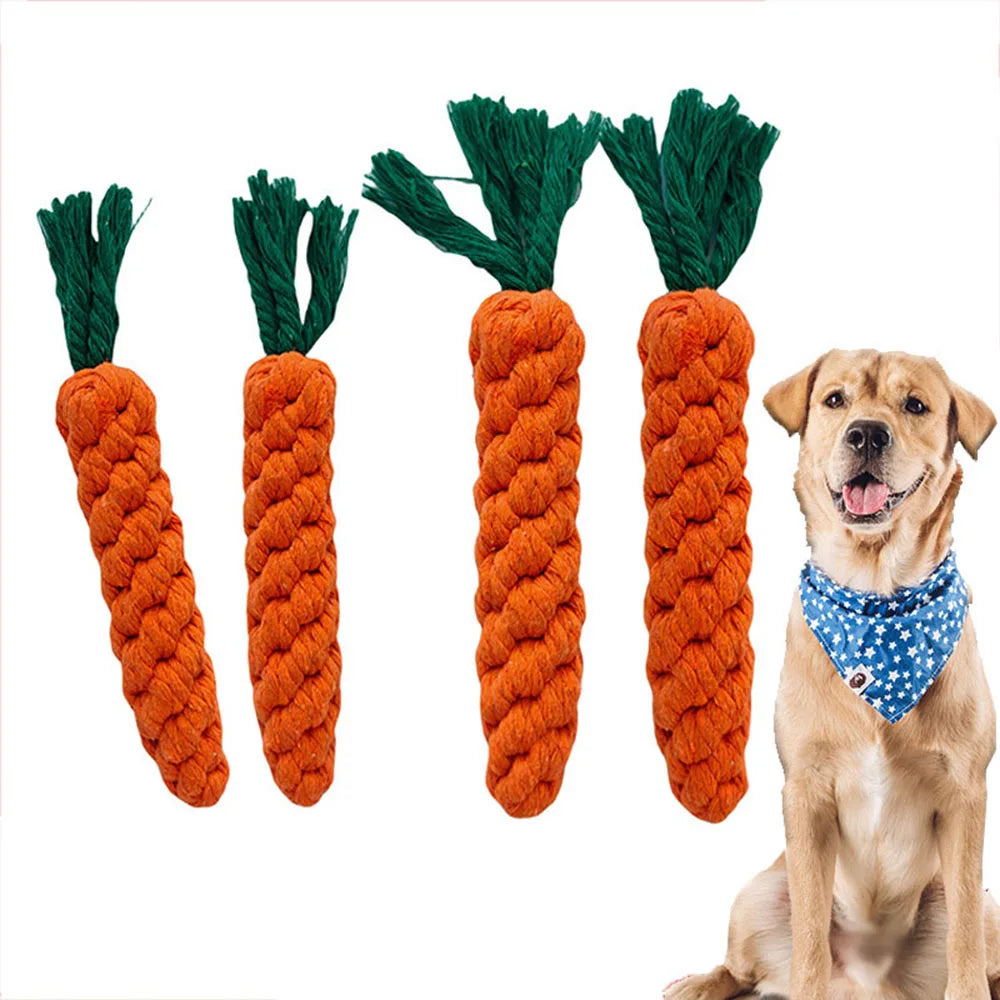 ChompCarrot™ Rope Chew Toy – Durable Molar Toy for Puppies & Small Dogs