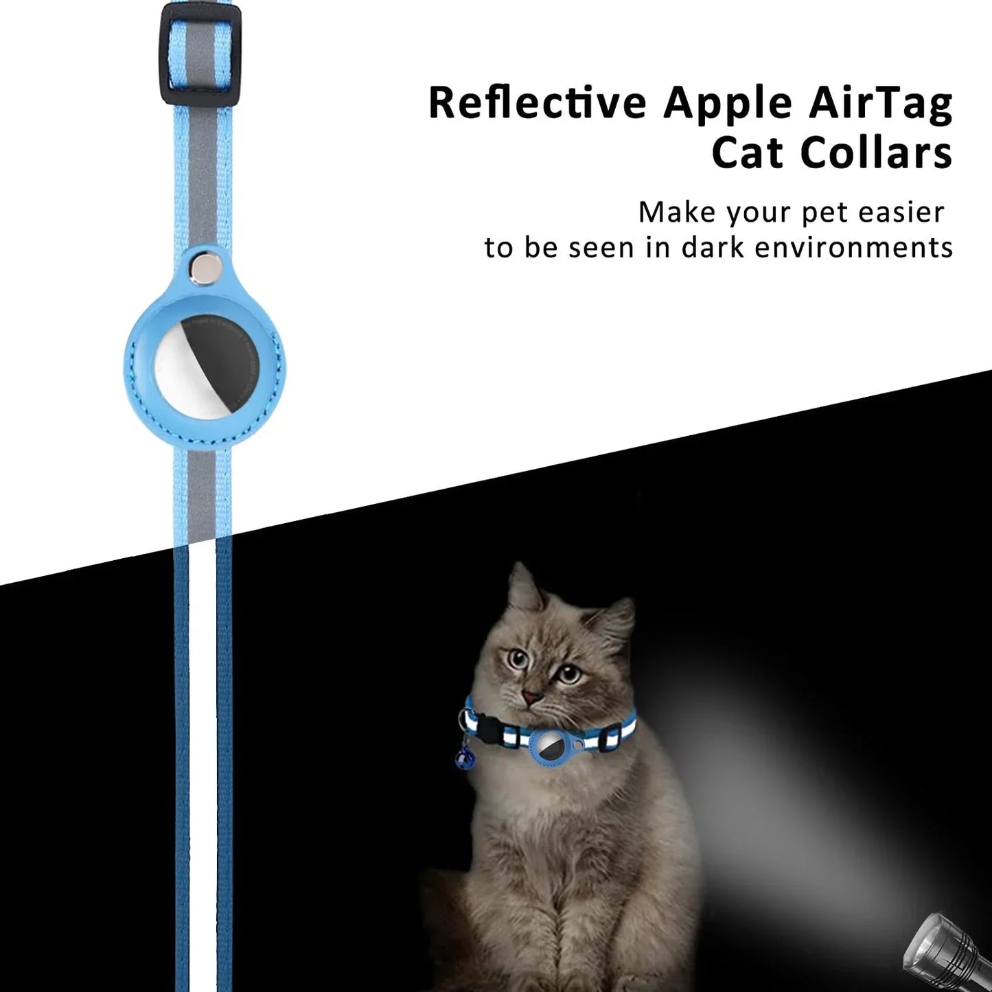 TrackMeow™ AirTag Cat Collar – Reflective, Anti-Lost with Bell & Secure GPS Holder