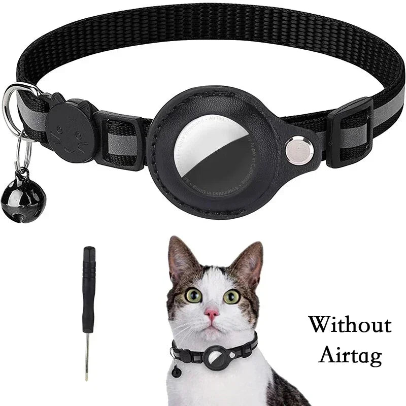 TrackMeow™ AirTag Cat Collar – Reflective, Anti-Lost with Bell & Secure GPS Holder