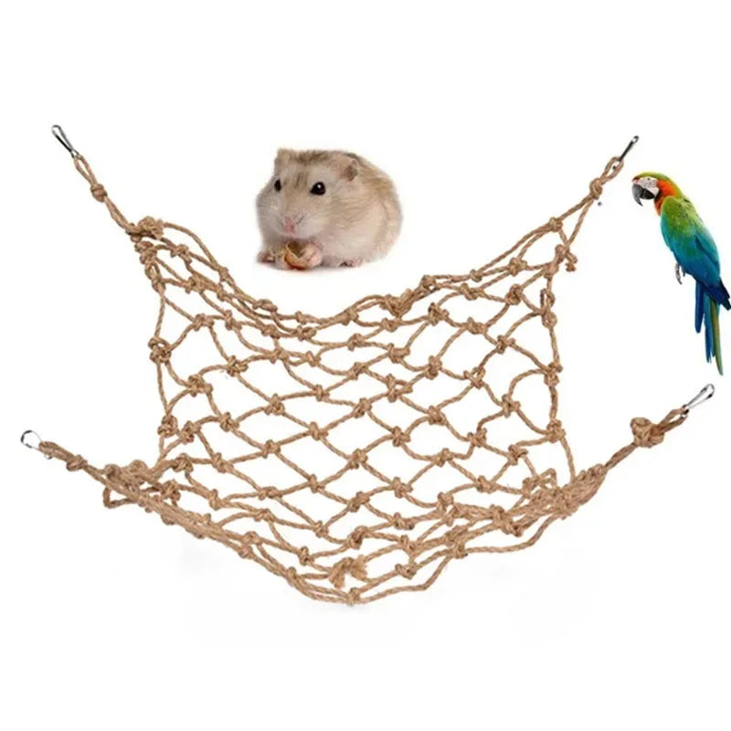 CloudClimb™ Rope Swing & Climbing Net – Hanging Play Gym for Birds & Small Pets