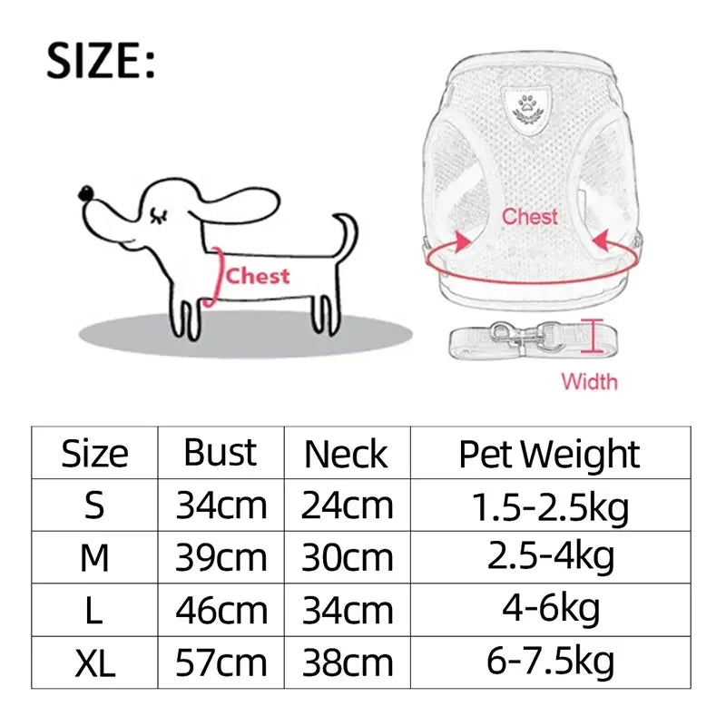 BreatheEase™ Mesh Pet Harness & Leash Set – Adjustable Walking Vest for Cats & Small Dogs