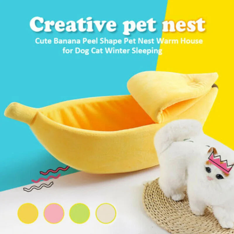 NanaNap™ Banana Cat Bed – Soft & Silly Hideaway for Cats & Small Pets