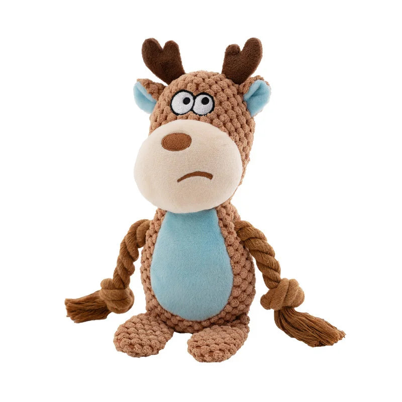 RopePals™ Plush Animal Toy Collection – Squeaky Chew Friends for Dogs & Puppies
