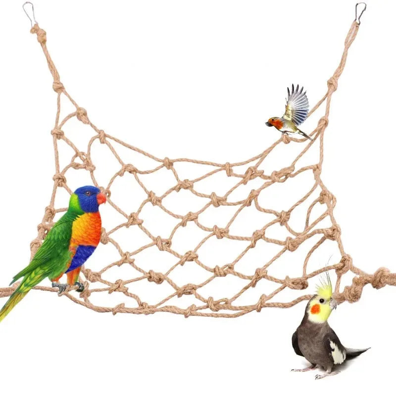 CloudClimb™ Rope Swing & Climbing Net – Hanging Play Gym for Birds & Small Pets