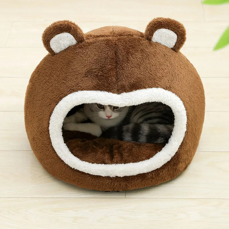 WhiskerHide™ Plush Cat Cave – Cozy Covered Bed for Cats & Small Dogs