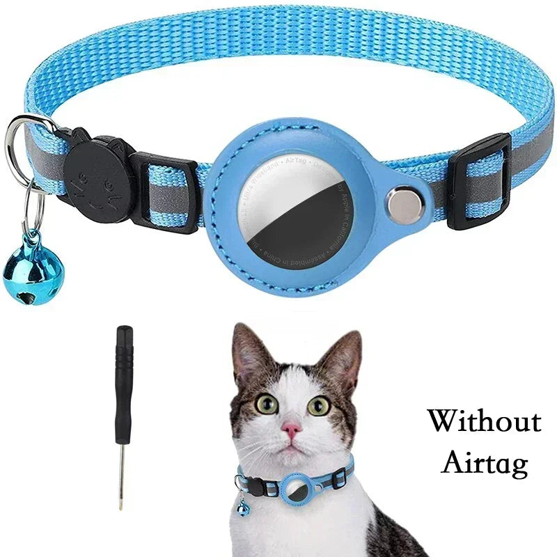 TrackMeow™ AirTag Cat Collar – Reflective, Anti-Lost with Bell & Secure GPS Holder