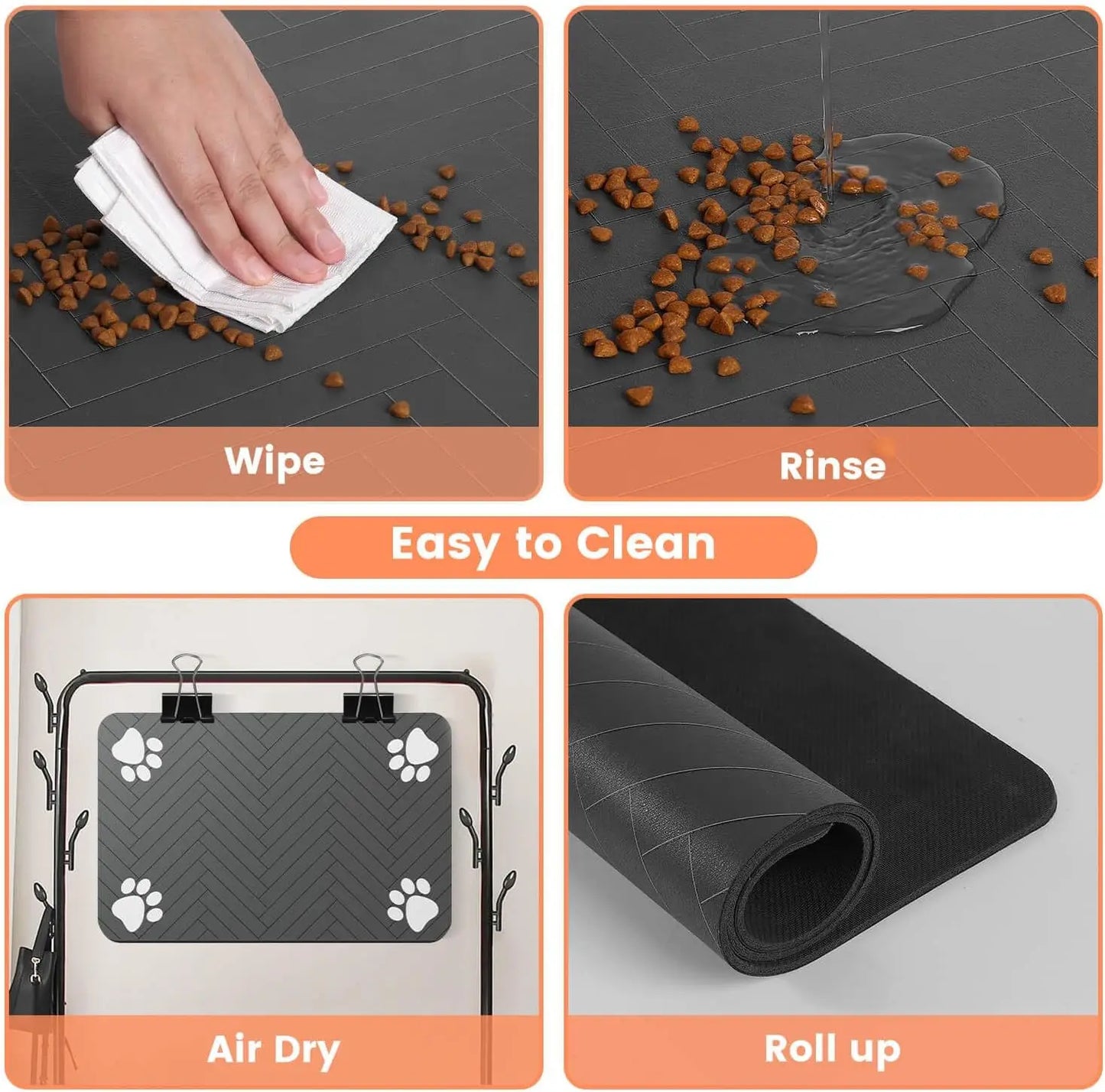 CleanPaws™ Waterproof Feeding Mat – Non-Slip Placemat for Dogs & Cats