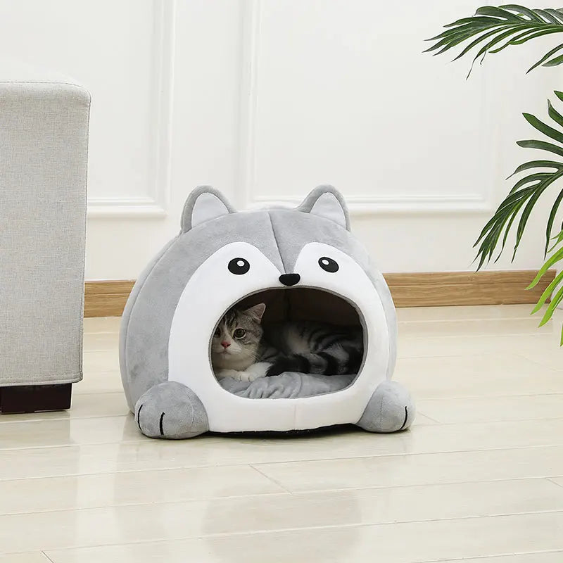 SnuggleSpot™ Ultra-Soft Cat & Small Dog Bed – Cushioned Cave Lounge