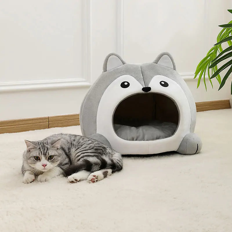 SnuggleSpot™ Ultra-Soft Cat & Small Dog Bed – Cushioned Cave Lounge