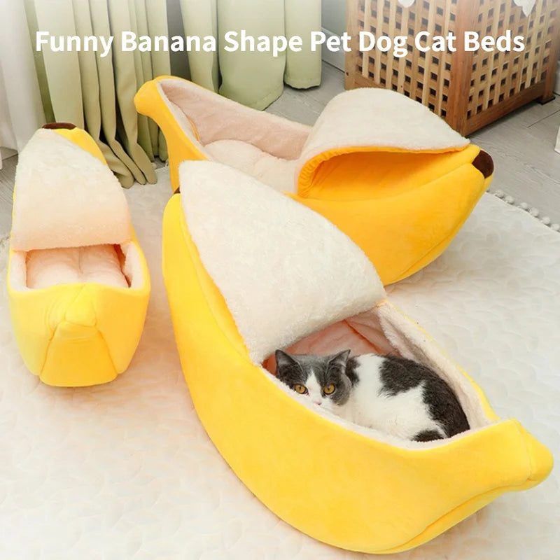 NanaNap™ Banana Cat Bed – Soft & Silly Hideaway for Cats & Small Pets