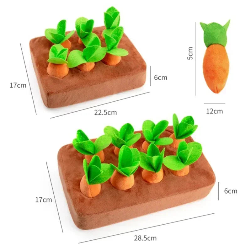 Carrot Patch Puzzle Toy – Plush Chew & Tug Game for Curious Pups
