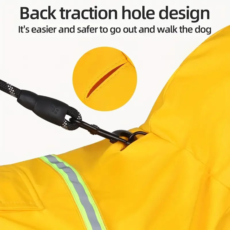 RainRover™ Hooded Dog Raincoat – Reflective, Cape-Style Wet Weather Jacket