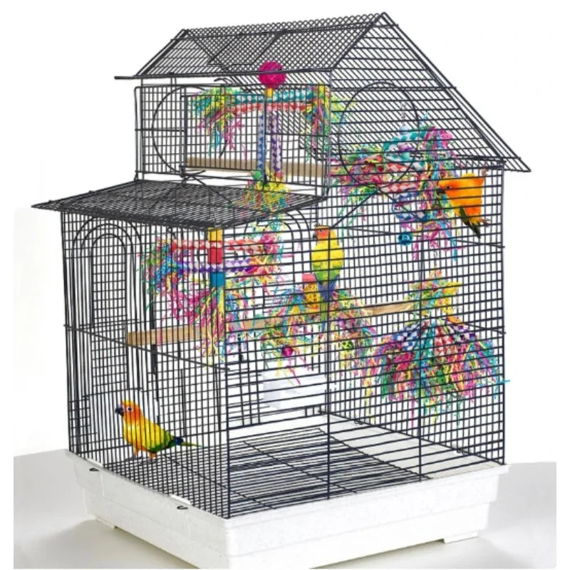 Peck & Play™ Parrot Enrichment Toy Set – Natural Wood, Paper & Silk