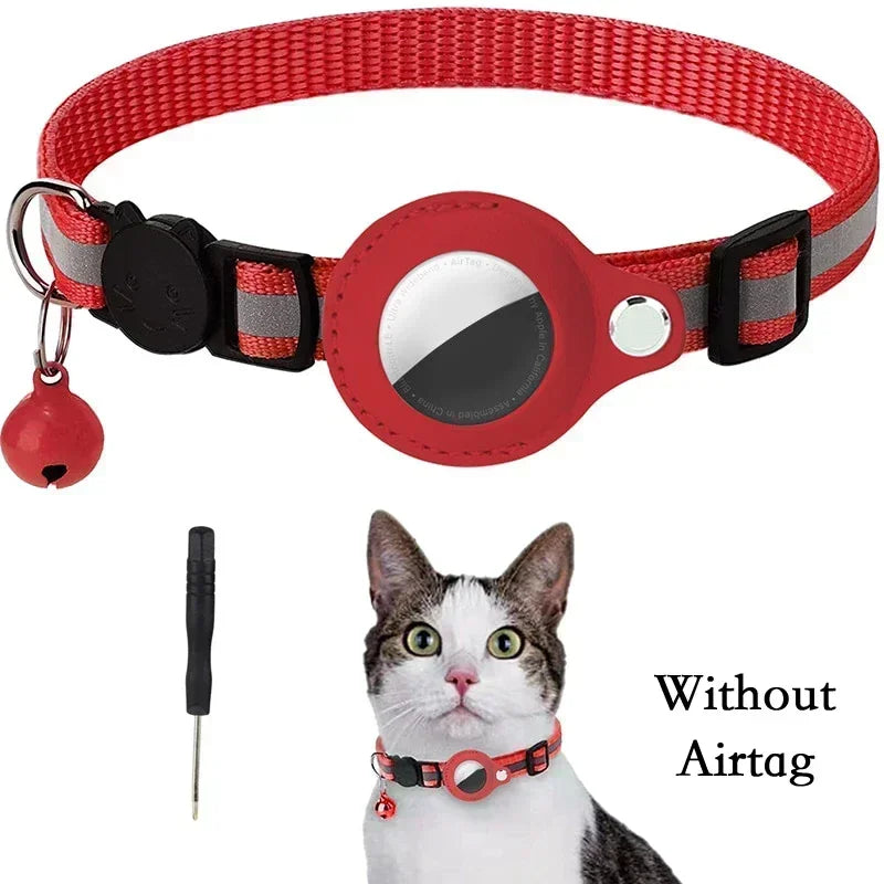 TrackMeow™ AirTag Cat Collar – Reflective, Anti-Lost with Bell & Secure GPS Holder