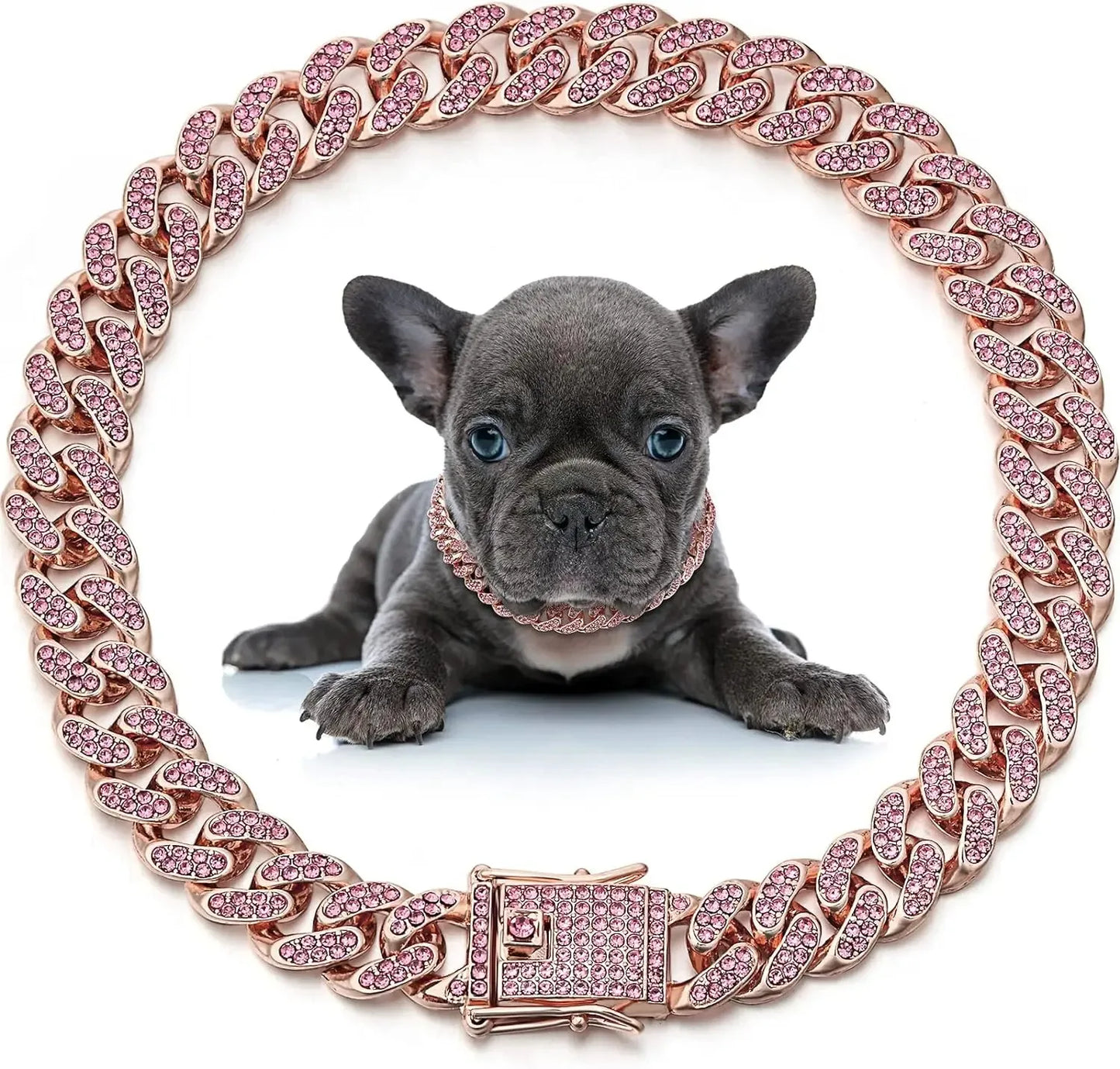 BlingBone™ Cuban Link Pet Chain – Diamond-Cut Collar for Dogs & Cats