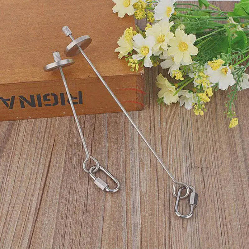 SnackSkewer™ Stainless Steel Fruit Holder – Hanging Cage Treat Toy for Birds