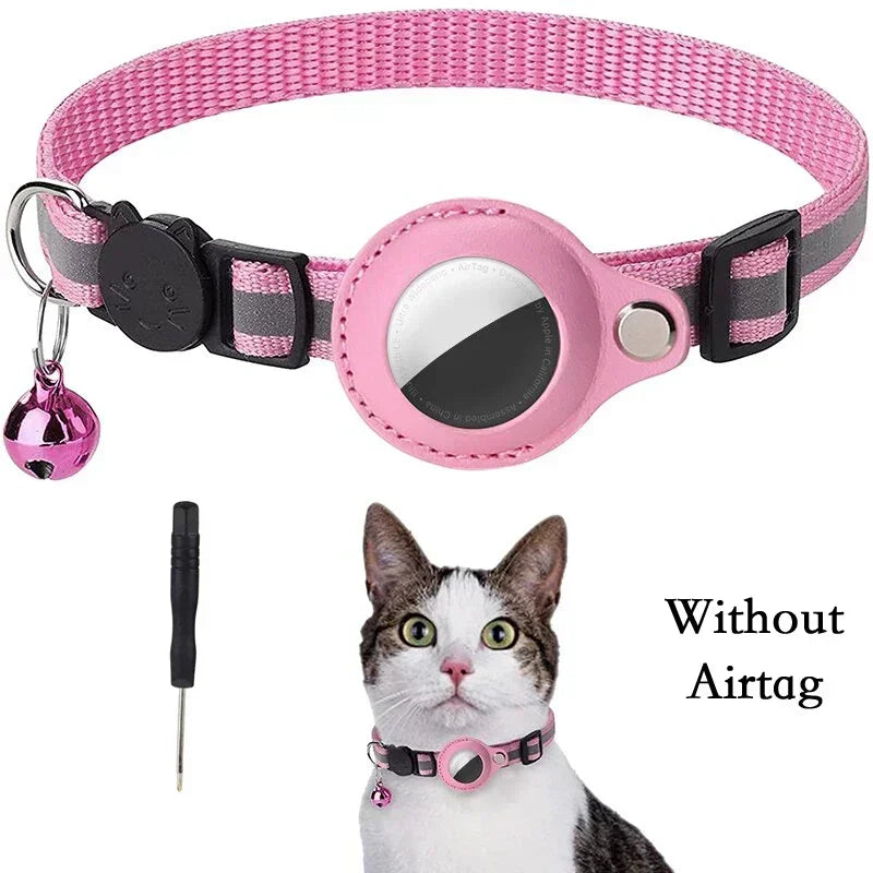 TrackMeow™ AirTag Cat Collar – Reflective, Anti-Lost with Bell & Secure GPS Holder