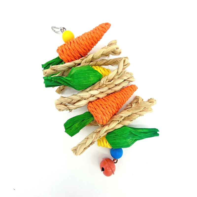 Carrot & Corn Vine Chew Toy – Hanging Enrichment for Birds & Small Pets