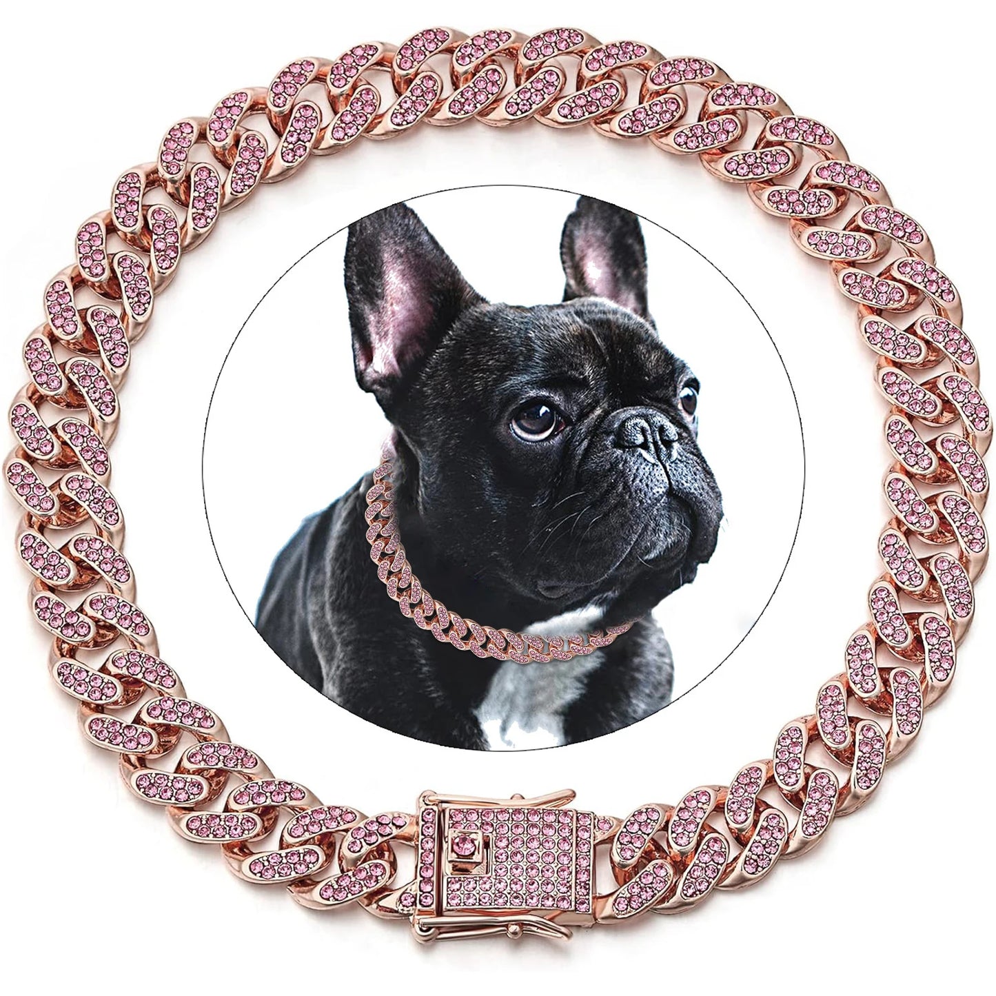 BlingBone™ Cuban Link Pet Chain – Diamond-Cut Collar for Dogs & Cats