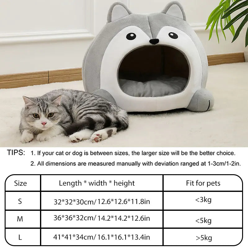 SnuggleSpot™ Ultra-Soft Cat & Small Dog Bed – Cushioned Cave Lounge