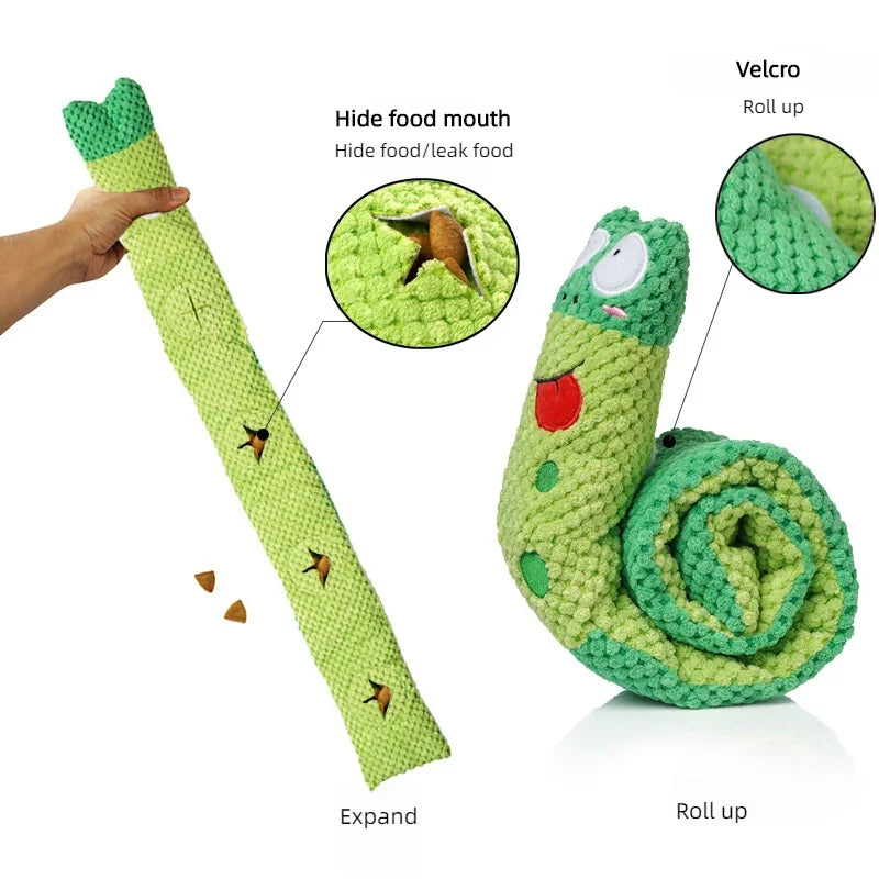 SnailSniff™ Plush Puzzle Feeder – Interactive Squeaky Toy for Dogs & Puppies