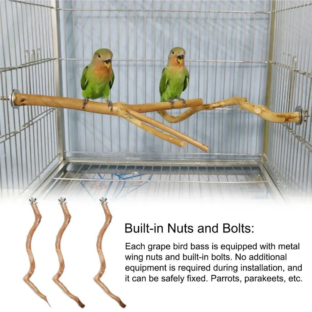 Natural Wooden Perch – Climbing & Paw-Grinding Stand for Birds