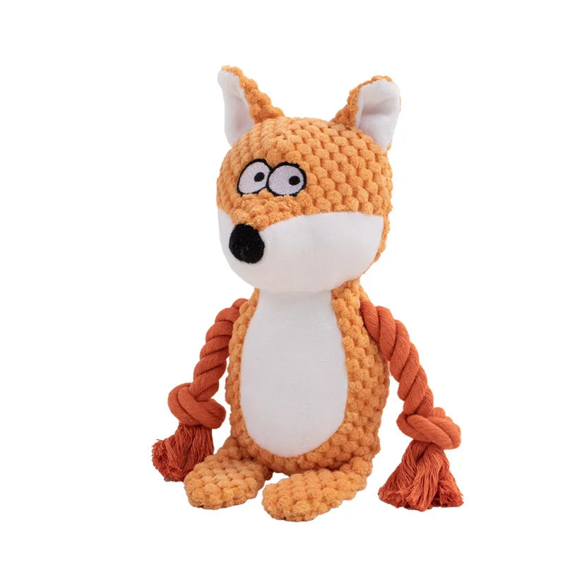 RopePals™ Plush Animal Toy Collection – Squeaky Chew Friends for Dogs & Puppies