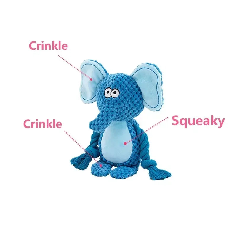 RopePals™ Plush Animal Toy Collection – Squeaky Chew Friends for Dogs & Puppies
