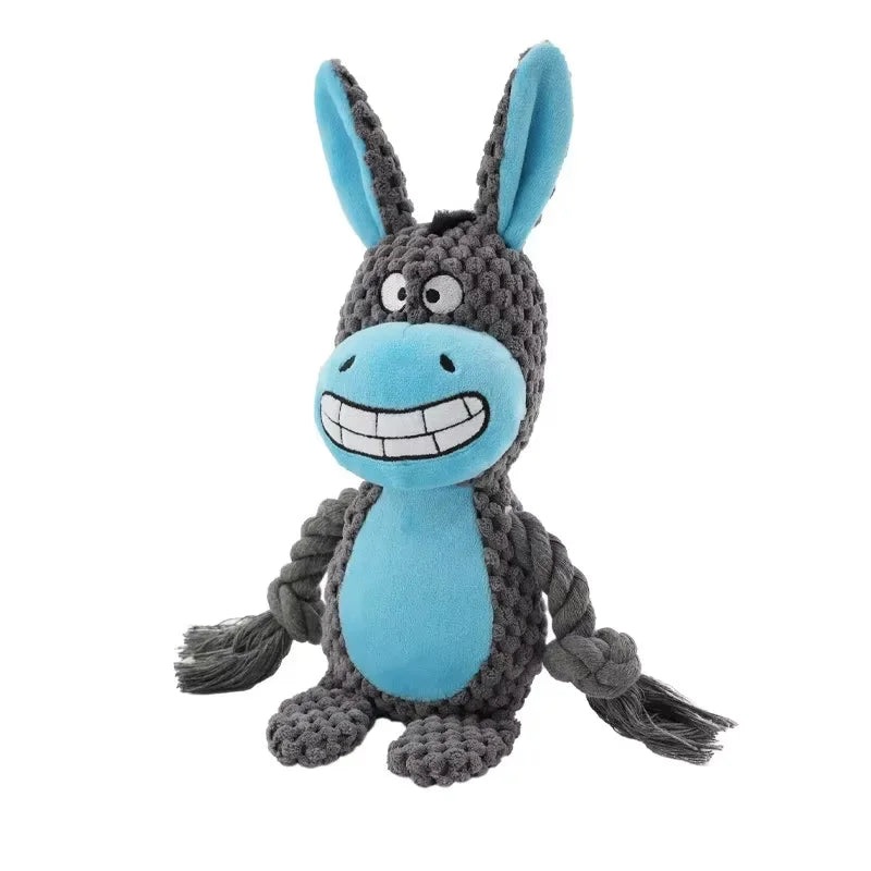 RopePals™ Plush Animal Toy Collection – Squeaky Chew Friends for Dogs & Puppies