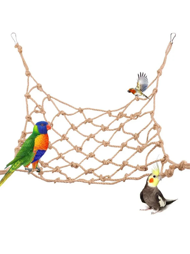 CloudClimb™ Rope Swing & Climbing Net – Hanging Play Gym for Birds & Small Pets