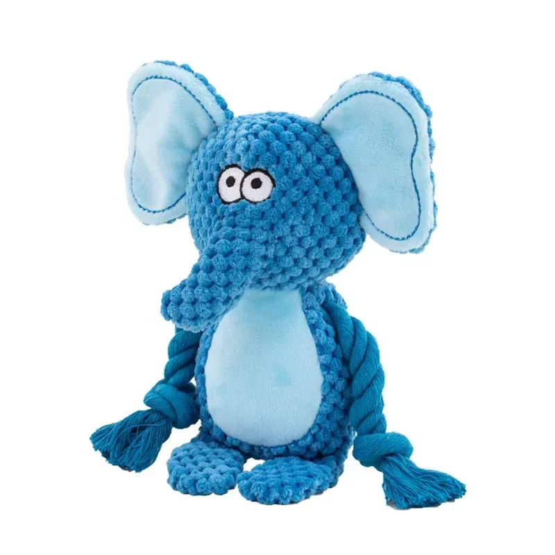 RopePals™ Plush Animal Toy Collection – Squeaky Chew Friends for Dogs & Puppies