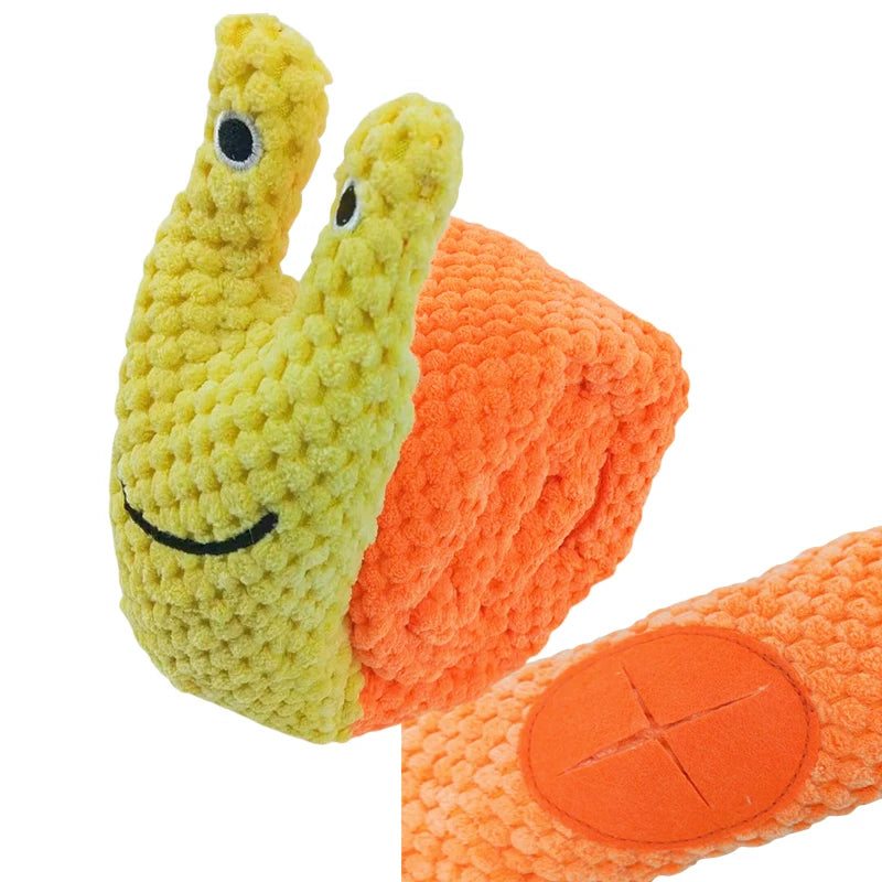 SnailSniff™ Plush Puzzle Feeder – Interactive Squeaky Toy for Dogs & Puppies