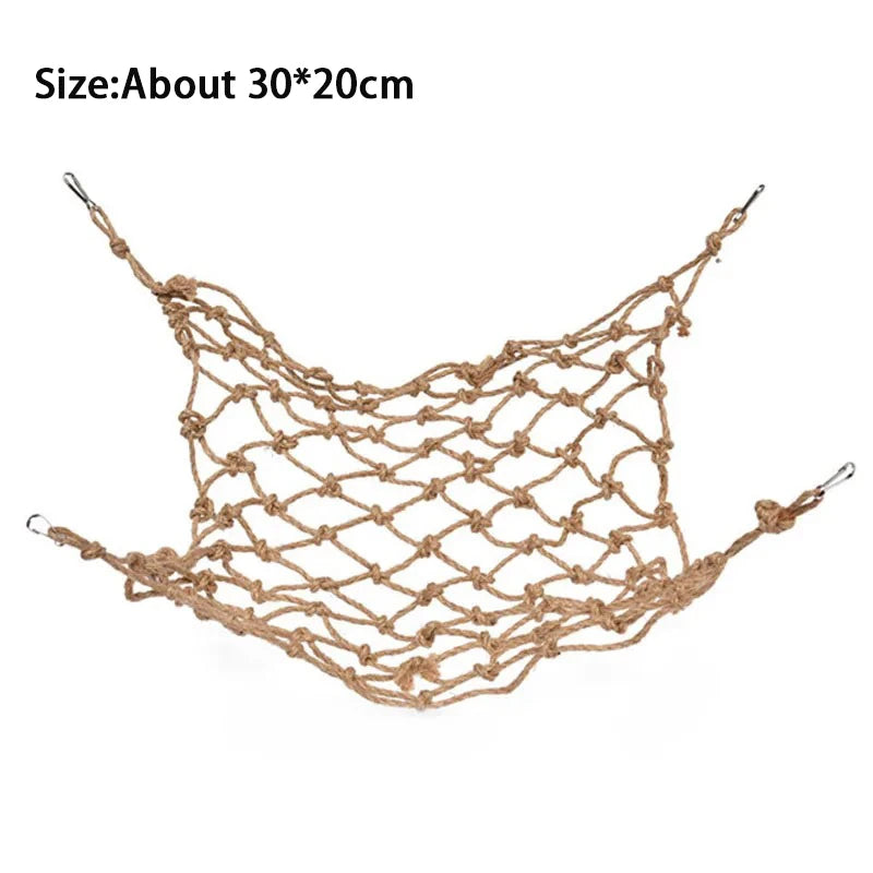 CloudClimb™ Rope Swing & Climbing Net – Hanging Play Gym for Birds & Small Pets