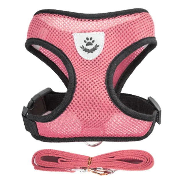 BreatheEase™ Mesh Pet Harness & Leash Set – Adjustable Walking Vest for Cats & Small Dogs