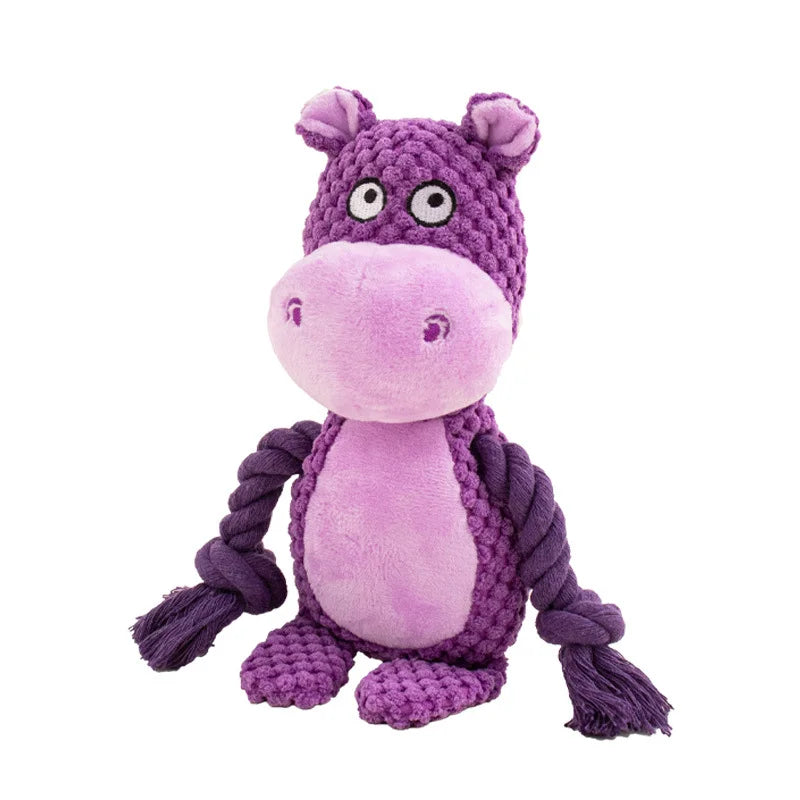 RopePals™ Plush Animal Toy Collection – Squeaky Chew Friends for Dogs & Puppies