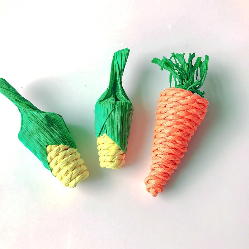 Carrot & Corn Vine Chew Toy – Hanging Enrichment for Birds & Small Pets