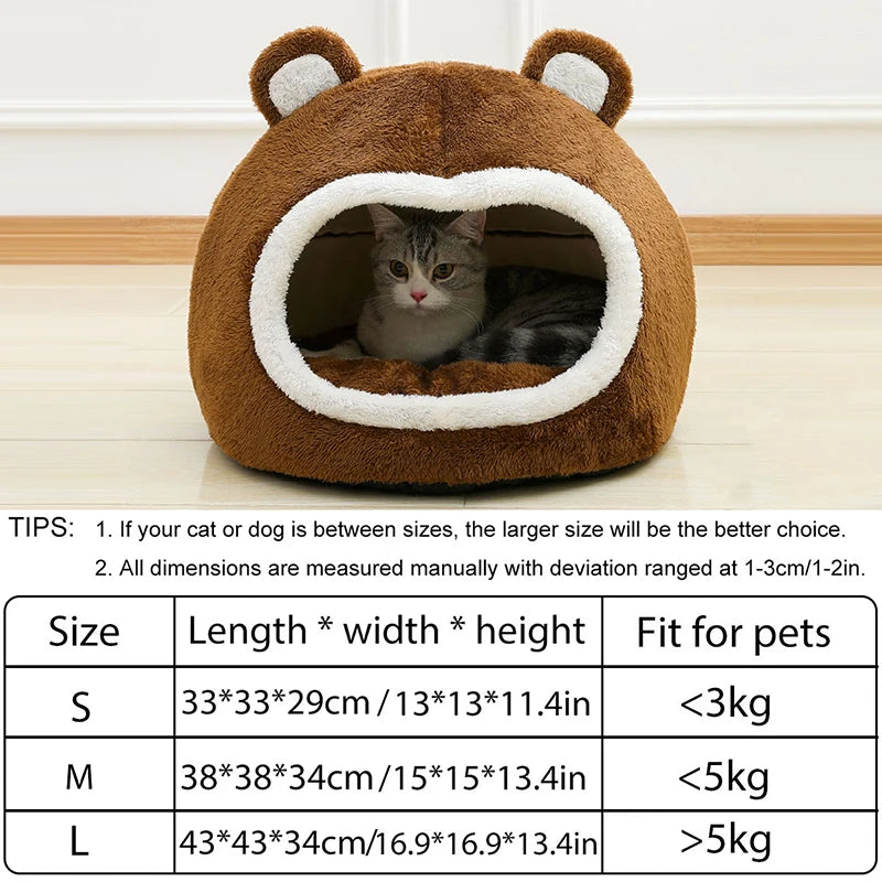 WhiskerHide™ Plush Cat Cave – Cozy Covered Bed for Cats & Small Dogs