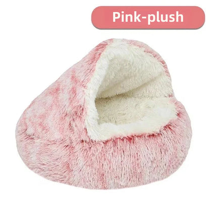 SnugShell™ Semi-Enclosed Cat Bed – Plush Winter Hideaway Nest