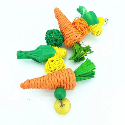 Carrot & Corn Vine Chew Toy – Hanging Enrichment for Birds & Small Pets
