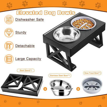 ElevateMate™ Adjustable Raised Dog Bowl Set