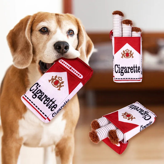 PuffPal™ Plush Cigar Squeak Toy – Funny Chew Toy for Dogs & Puppies