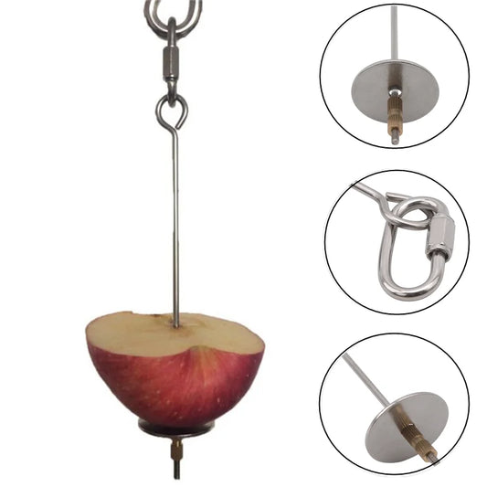 SnackSkewer™ Stainless Steel Fruit Holder – Hanging Cage Treat Toy for Birds