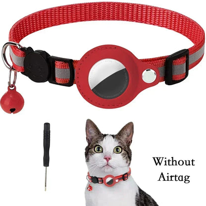 TrackMeow™ AirTag Cat Collar – Reflective, Anti-Lost with Bell & Secure GPS Holder