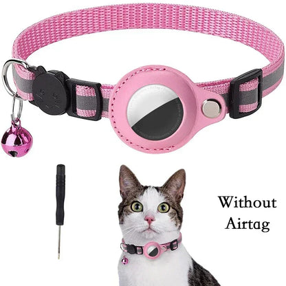 TrackMeow™ AirTag Cat Collar – Reflective, Anti-Lost with Bell & Secure GPS Holder